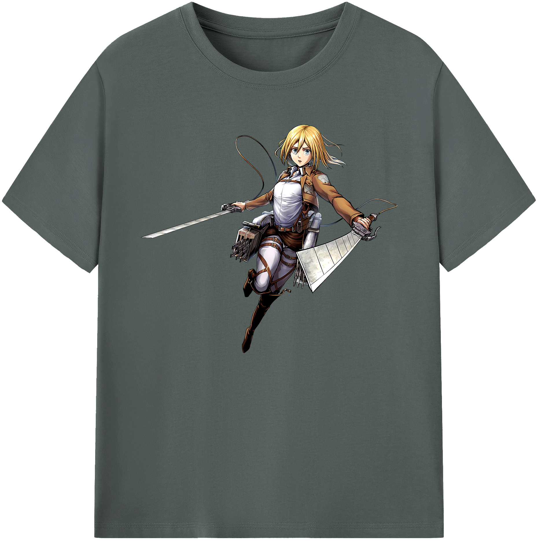 （画像用） 進撃の巨人 クリスタ·レンズ Attack on Titan Christa Lenz 綿100％ メンズ半袖Tシャツ｜肌触りやわらか＆通気性